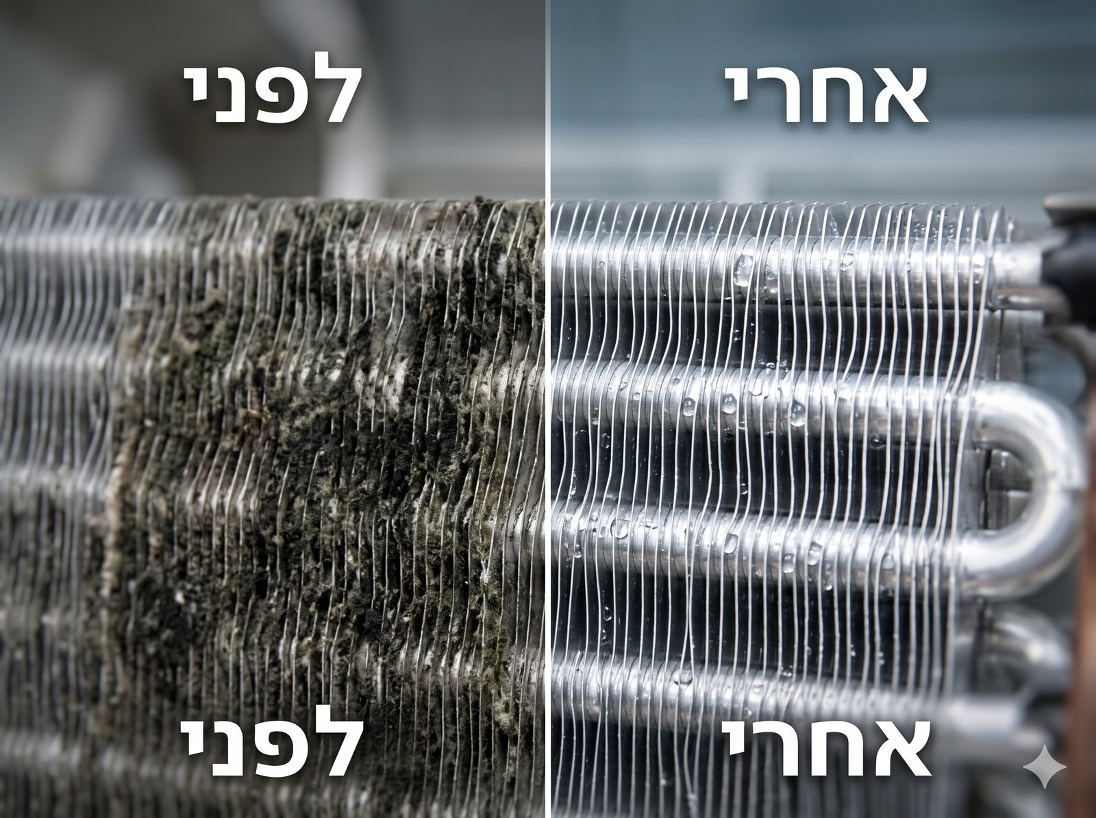 מאייץ מזגן לפני ואחרי ניקוי עמוק Glow Clean